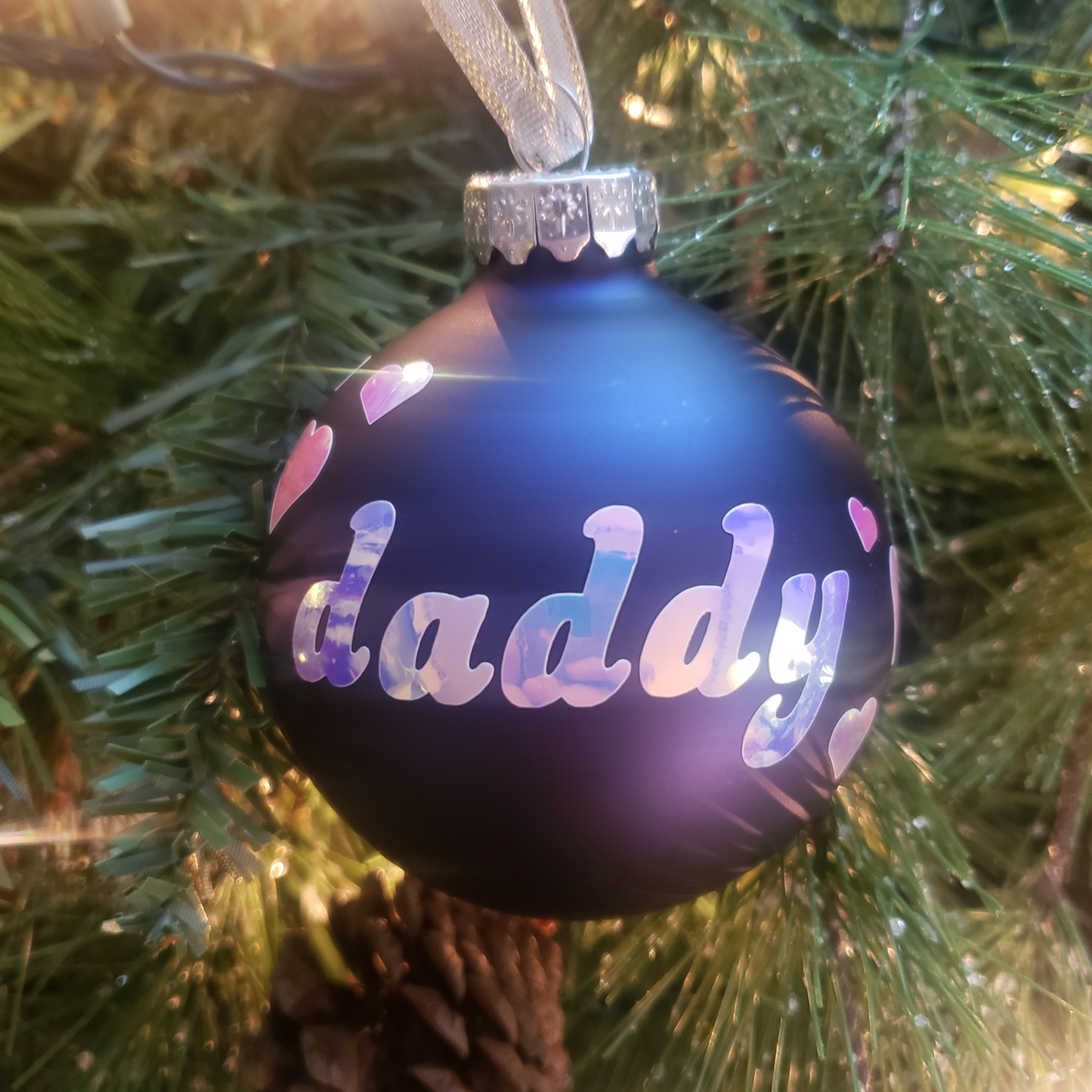Mommy / Daddy Glass Christmas Ornament