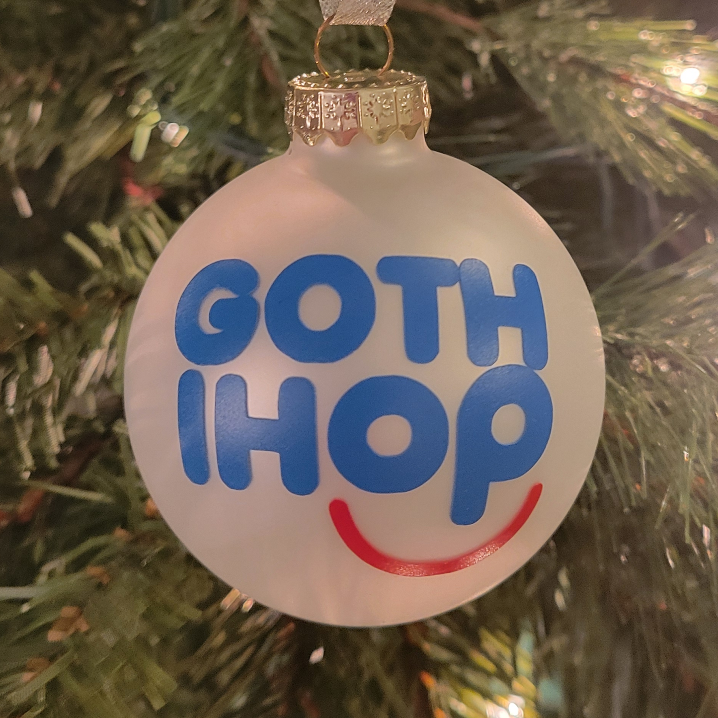 Goth iHop Glass Christmas Ornament