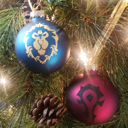 Horde / Alliance Glass Christmas Ornament