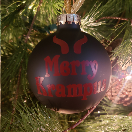Merry Krampus Glass Christmas Ornament