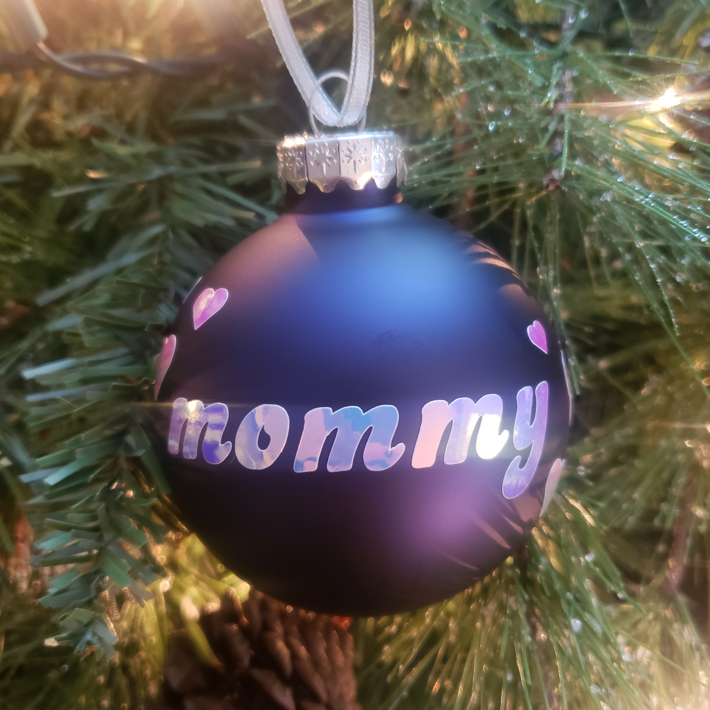 Mommy / Daddy Glass Christmas Ornament