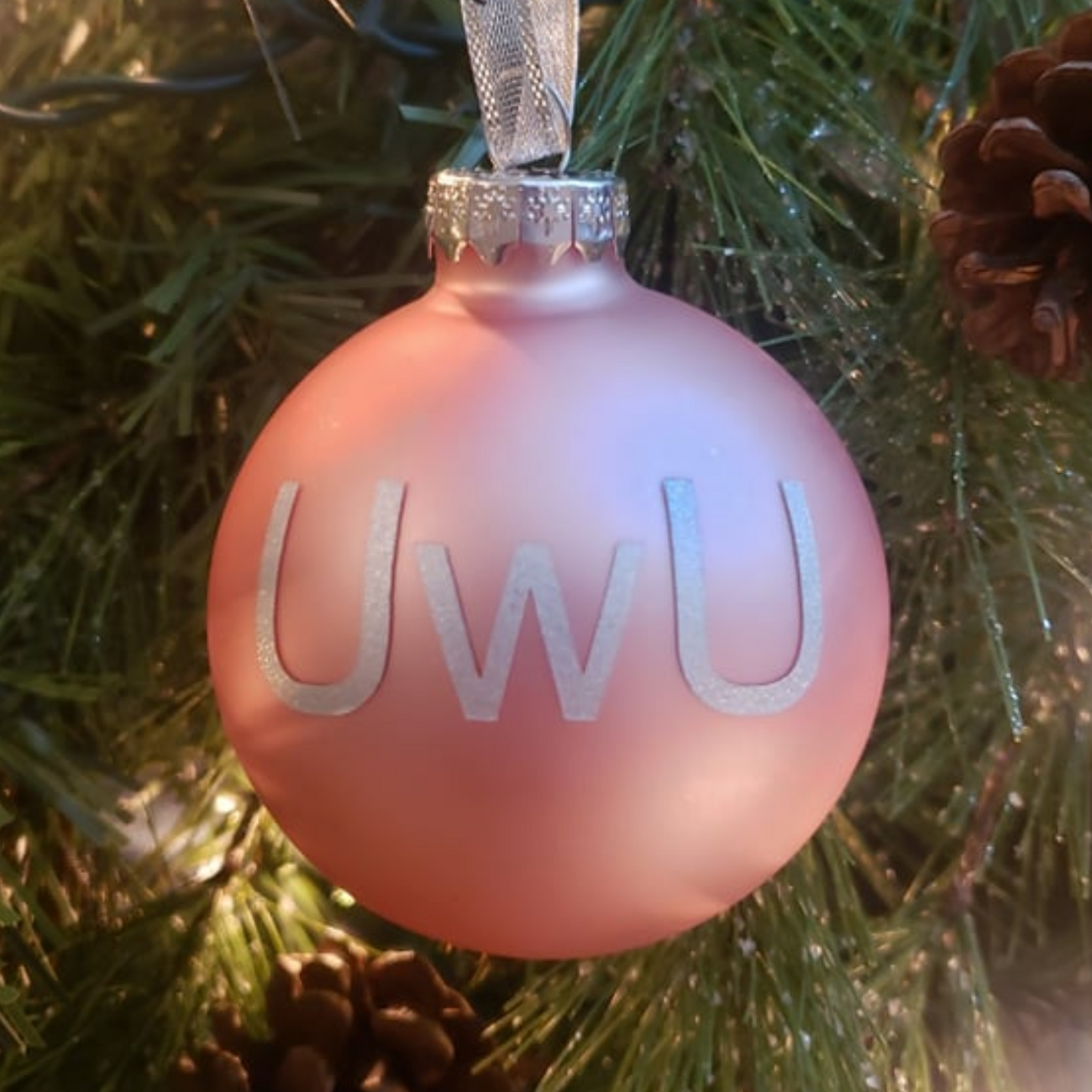 UwU Glass Christmas Ornament