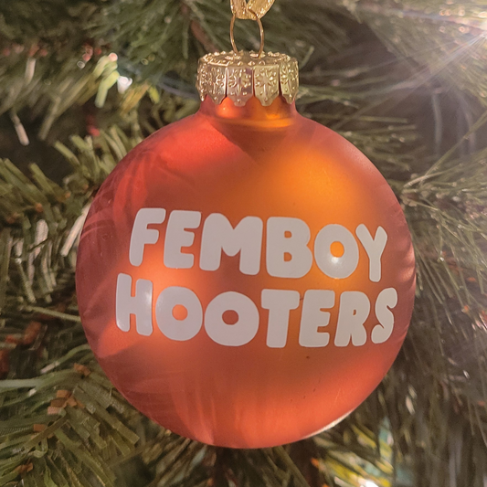 Femboy Hooters Glass Christmas Ornament